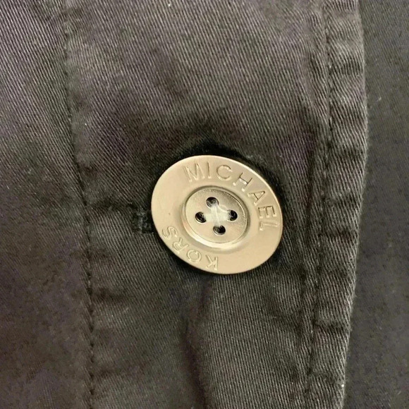 Michael Kors Women's Utility Jacket 6 Button Black Pockets Sleeve Buckle Size L - Picture 6 of 14